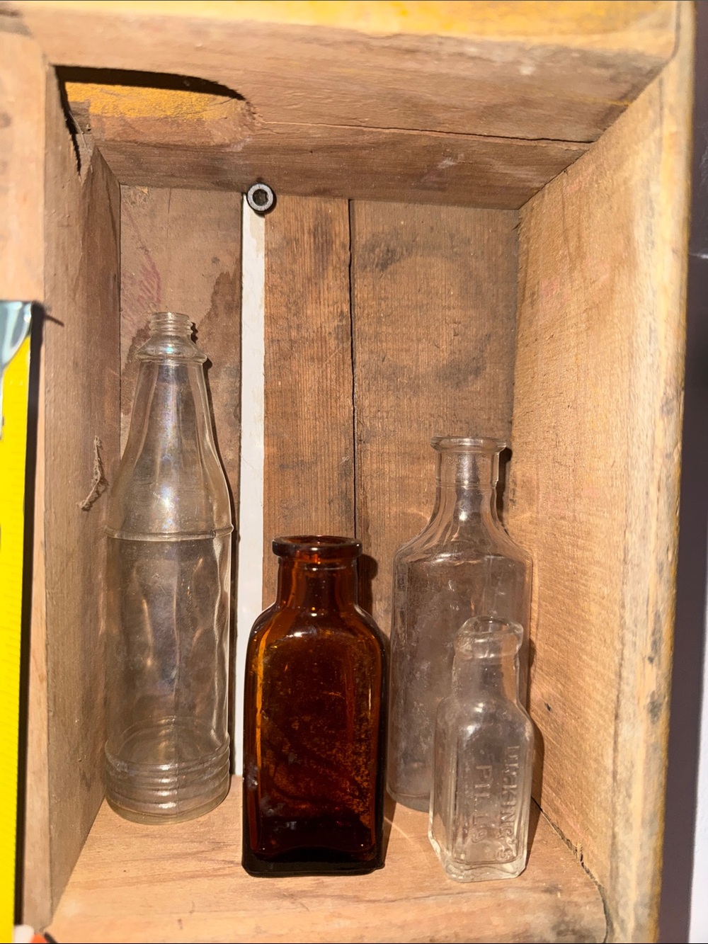Antique Glass Bottle Lot - Clear & Amber Vintage Bottles
